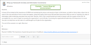 Screenshot of a "Lesson Wrap-Up" Announcement