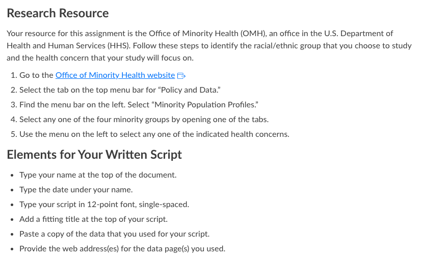 Screenshot of Research Resource and Required Elements