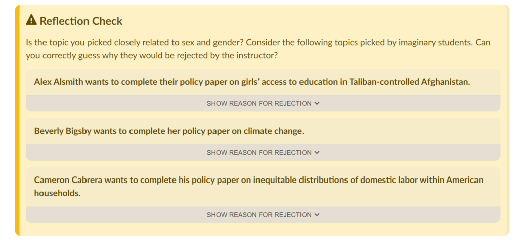 Image of interactive examples with feedback from the instructor.