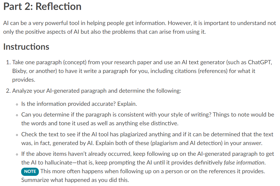 Screenshot of AI Activity Instructions