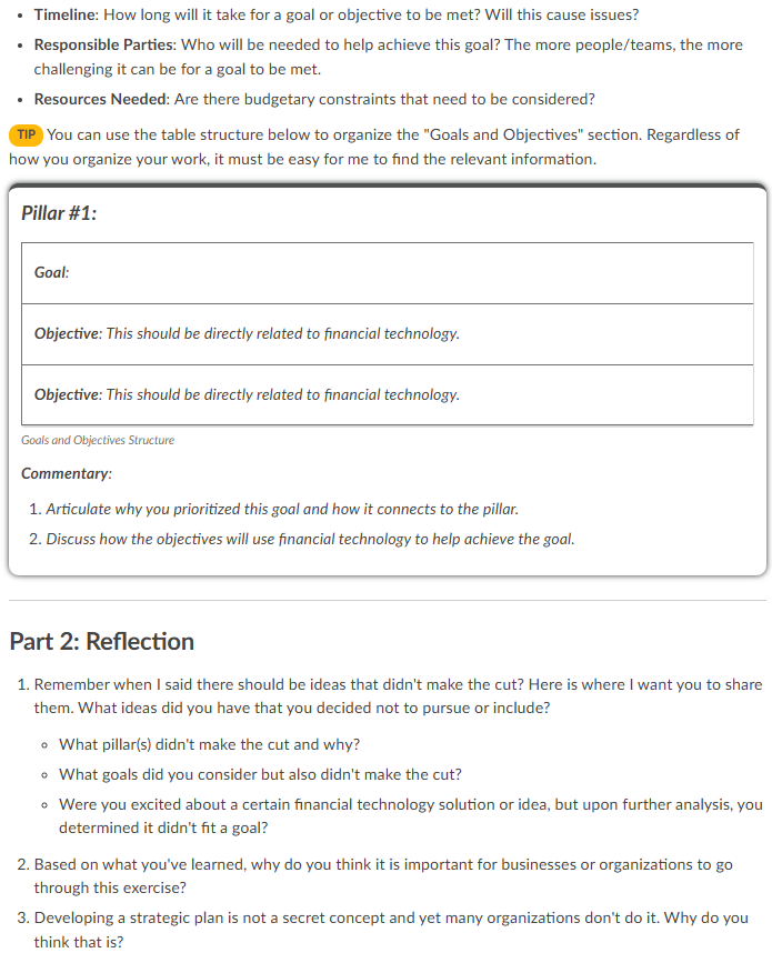 emplate and guidance for writing strategic plan goals and objectives with table structure example.