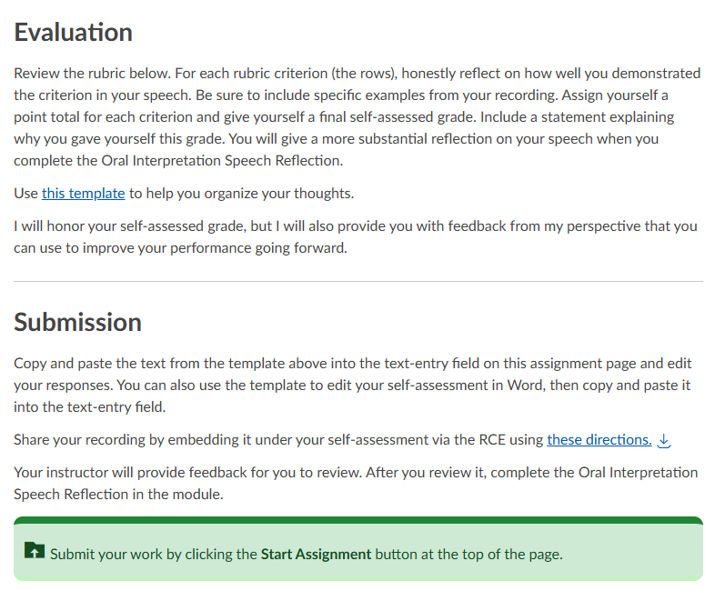 screenshot of activity instructions
